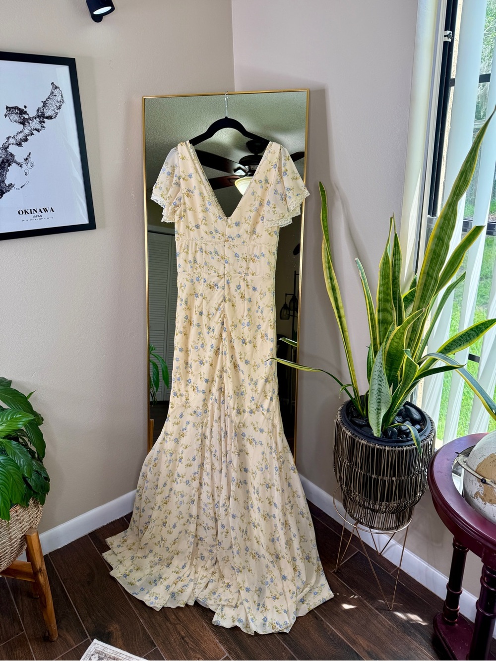 House of CB AMINA Lemon Floral Print Georgette Maxi Tea Dress NWOT - Picture 12 of 12
